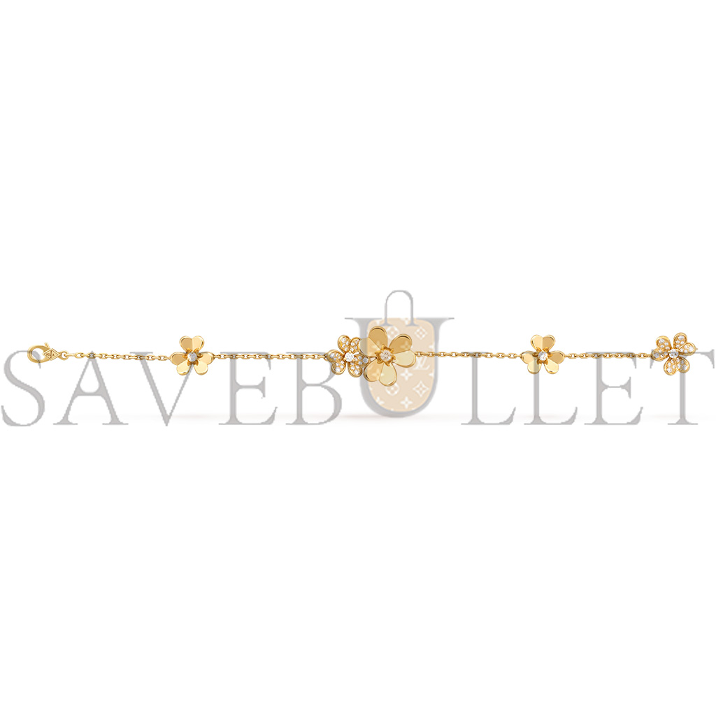 VAN CLEEF ARPELS FRIVOLE BRACELET, 5 FLOWERS - YELLOW GOLD, DIAMOND  VCARP3W400